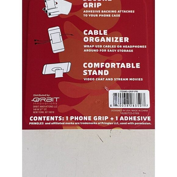 Pringles Phone Grip By Orbit Innovations Cable Organizer Comfortable Stand NEW - Picture 7 of 7